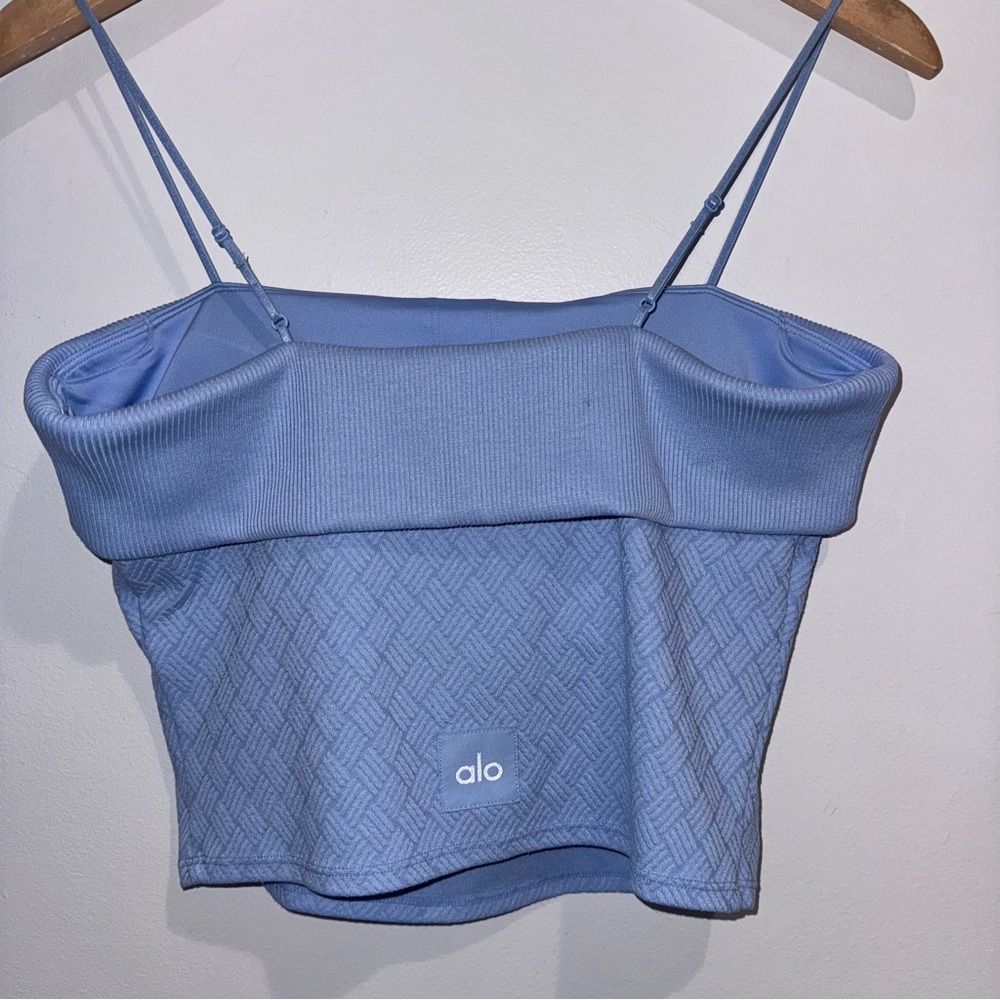 ALO Yoga Light Blue Ribbed Knit Crop Top - Picture 3 of 7